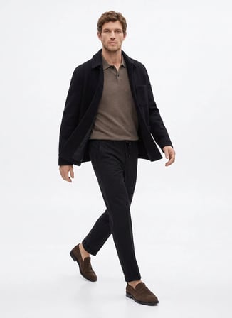 Fabrika Siyah Erkek Slim Fit Ceket F6WM-CKT 2003