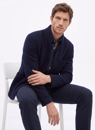 Fabrika Lacivert Dik Yaka Slim Fit Erkek Ceket F6WM-CKT 2004