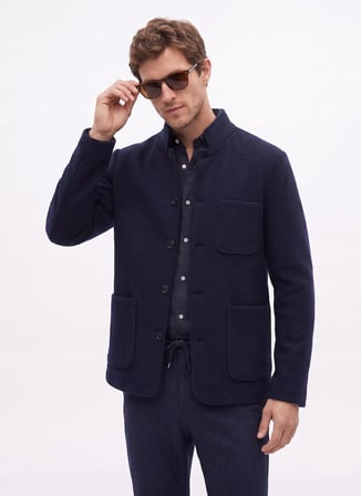 Fabrika Lacivert Dik Yaka Slim Fit Erkek Ceket F6WM-CKT 2004