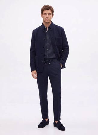 Fabrika Lacivert Dik Yaka Slim Fit Erkek Ceket F6WM-CKT 2004