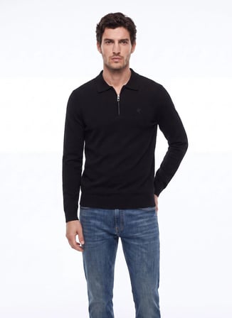 Fabrika Siyah ErkekSlim Fit Polo  Kazak F6WM-KZK 2021