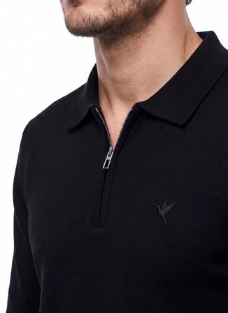 Fabrika Siyah ErkekSlim Fit Polo  Kazak F6WM-KZK 2021