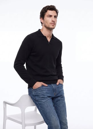 Fabrika Siyah Erkek Slim Fit Triko Kazak F6WM-KZK 2023