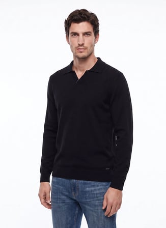 Fabrika Siyah Erkek Slim Fit Triko Kazak F6WM-KZK 2023