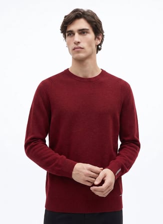 Fabrika Kırmızı Erkek Slim Fit Triko Kazak F6WM-KZK 2020
