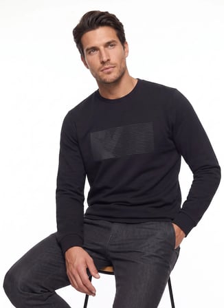 Fabrika Siyah Erkek Baskılı Sweatshirt F6WM-SWT 2062