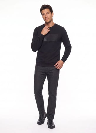 Fabrika Siyah Erkek Baskılı Sweatshirt F6WM-SWT 2062
