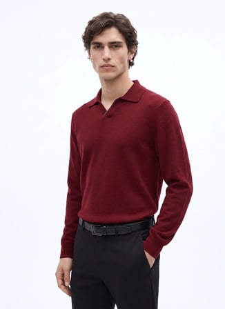 Fabrika Kırmızı Erkek Slim Fit Triko Kazak F6WM-KZK 2023