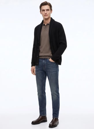 Fabrika Vizon Erkek Şal Yaka Slim Fit Fitilli Hırka F6WM-HRK 2012