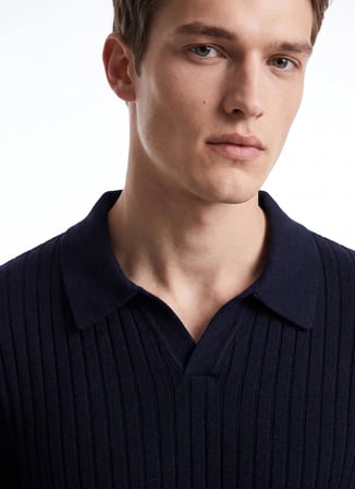 Fabrika Lacivert Erkek Slim Fit Fitilli Kazak F6WM-KZK 2033