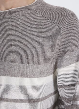 Fabrika Vizon Erkek Bisiklet Yaka Slim Fit Çizgili Kazak F6WM-KZK 2039