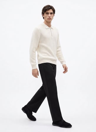 Fabrika Ekru Erkek Slim Fit Kazak F6WM-KZK 2035