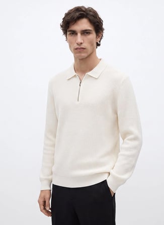 Fabrika Ekru Erkek Slim Fit Kazak F6WM-KZK 2035