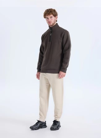 Jeep Kahverengi Erkek Relaxed Fit Sweatshirt C4WM-SWT4256