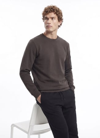 Jeep Kahverengi Erkek Bisiklet Yaka Relaxed Sweatshirt J5WM-SWT7390