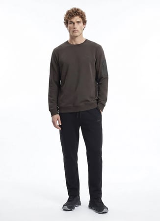 Jeep Kahverengi Erkek Bisiklet Yaka Relaxed Sweatshirt J5WM-SWT7390
