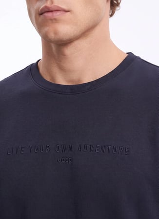 Jeep Siyah Erkek Bisiklet Yaka Relaxed Baskılı Sweatshirt J5WM-SWT7276