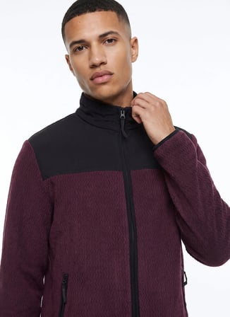 Discovery Expedition D6WM-SWT3746 Mor Dik Yaka Jakarlı Erkek Polar Sweatshırt