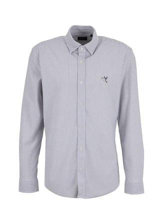 Fabrika Açık Gri Erkek Slim Fit Çizgili Gömlek F6WM-GML 2203