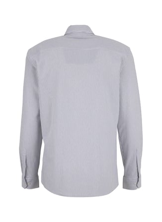 Fabrika Açık Gri Erkek Slim Fit Çizgili Gömlek F6WM-GML 2203
