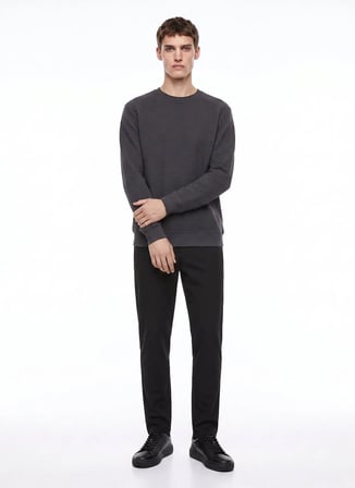 Mustang Antrasit Erkek Relaxed Fitilli Sweatshirt M4WM-SWT-1808
