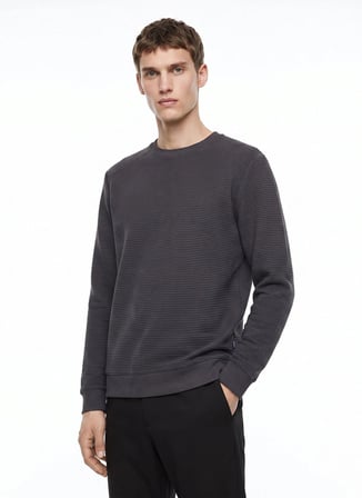 Mustang Antrasit Erkek Relaxed Fitilli Sweatshirt M4WM-SWT-1808