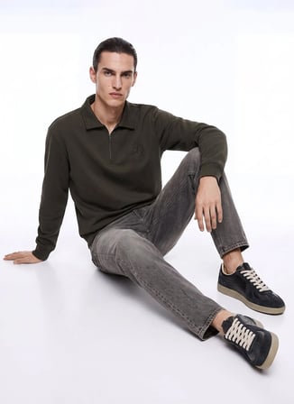 Mustang Haki Erkek Sweatshirt M6WM-SWT1025