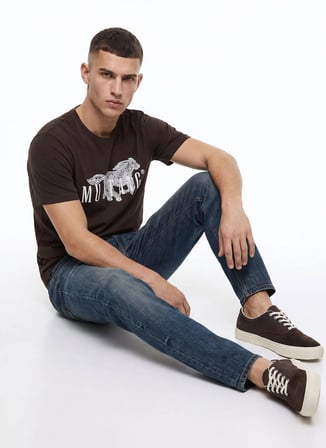 Mustang Kahverengi Erkek Relaxed Baskılı T-Shirt M6WM-TST1582