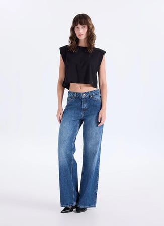 Fabrika Mavi Kadın Bol Kesim Denim Pantolon F6WL-PNT0116-2