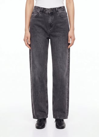 Jeep Antrasit Kadın Straight Yıkamalı Denim Pantolon J6WL-PNT7044
