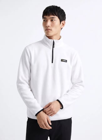 National Geographic Ekru Erkek Polar Sweatshırt N6WM-SWT4050