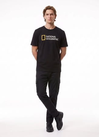 National Geographic N6WM-TST4324 Siyah Bisiklet Yaka Relaxed Düz Erkek T-Shirt