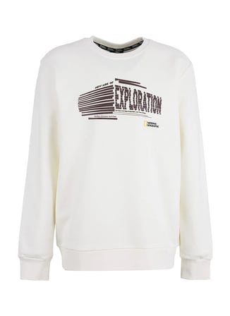 National Geographic N6WM-SWT4091 Ekru Relaxed Baskılı Erkek Sweatshirt