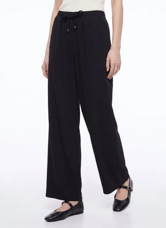 Limon Siyah Kadın Bol Paça Pantolon M6WL-PNT9003