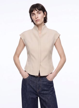 SSimple Bej Kadın Bluz S622-B