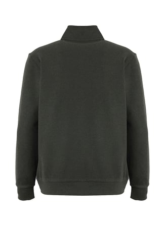 Mustang Haki Erkek Fermuarlı Basic Nakışlı Sweatshirt M6WM-SWT1591