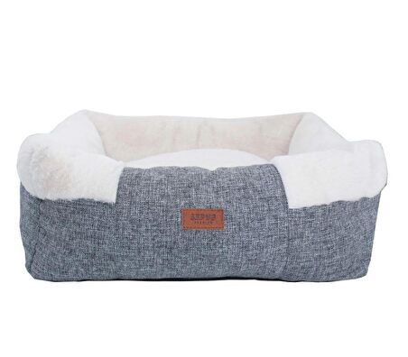 Lepus Luxe Comfort XL Peluş Fermuarlı - Kaydırmaz Taban Gri Büyük Irk Köpek Yatağı
