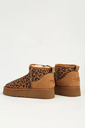 PIERCARDIN PC-55184 TABA LEOPAR KADIN SÜET BOT