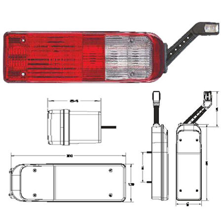 Üniversal Dorse Stop Lambası Kablolu Boynuzlu Sol - 201205-KBLH