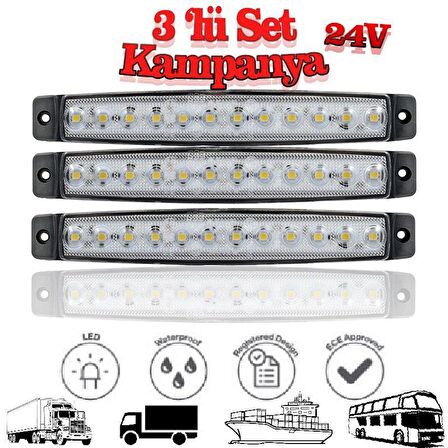 Sanel 12 Ledli 3'Lü Set Parmak Led 24V Beyaz SBC24W12-3