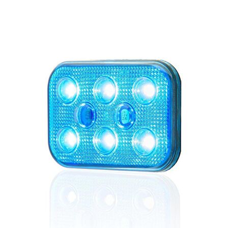 Sanel 12V Üniversal Kare 6 Led Dış Makan Uyumlu Mavi SBD12B6