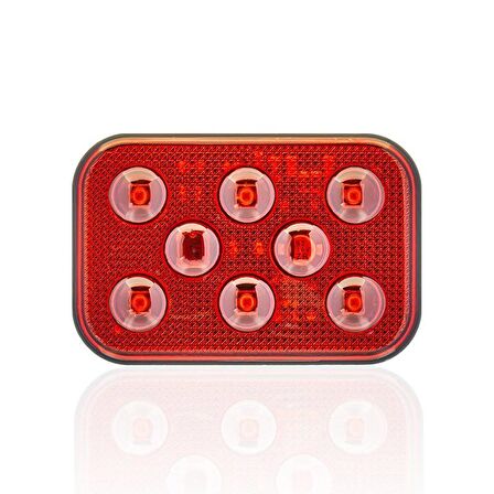 Sanel 24V Universal Kare 6 Led Dış Makan Uyumlu Kırımızı SBD24R6