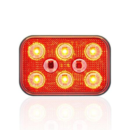 Sanel 24V Universal Kare 6 Led Dış Makan Uyumlu Kırımızı SBD24R6