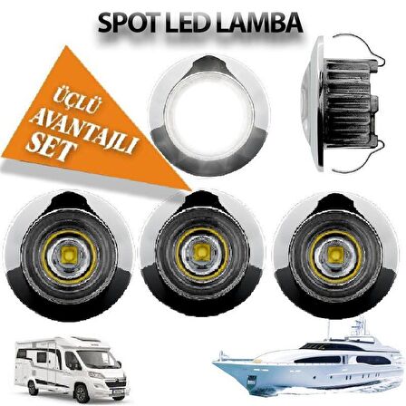 Sanel Power Spot Led Lamba 3 Lü Set 12-24V1W Beyaz SSP100W-3