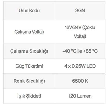 Sanel Kuğu Boynu Harita Okuma Lambası Y.M 12V 24V Uyumlu Universal SGN-02