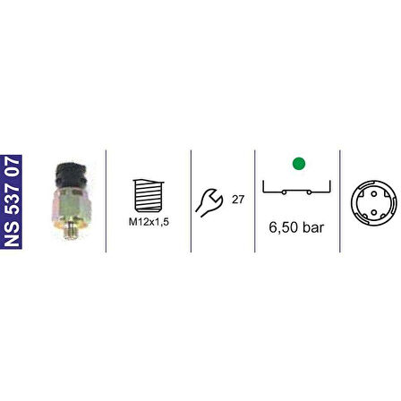 El Fren İmdat-Hava Basınç Müşiri 6,5 Bar M12X1,5 N.Açık Mercedes Axor/Aktros/Atego 18105 - NS53707