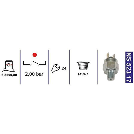 Kapı İkaz Müşiri-Unıversal-Hava Basınç Müşiri 2,0 Bar M10X1 Normalde Açık Otoyol/Iveco 0000719780 - NS52317