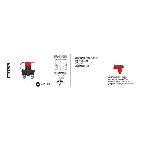 Akü Devre Kesicisi Otomobil-Hella-Cobo-Magırus Minibüs-Mercedes/Unıversal 290025 - NS65200