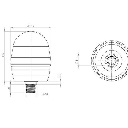 Tümosan Tip Döner Lamba 12V Sarı - 06