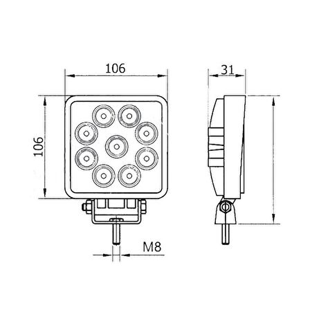 Kare Çalışma Lambası 16 Ledli 48(Power Led) Beyaz - 92